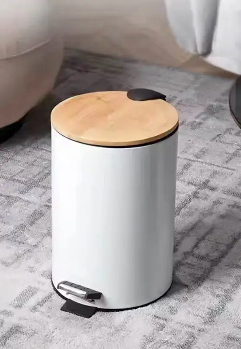 Tacho basura tapa bambú
