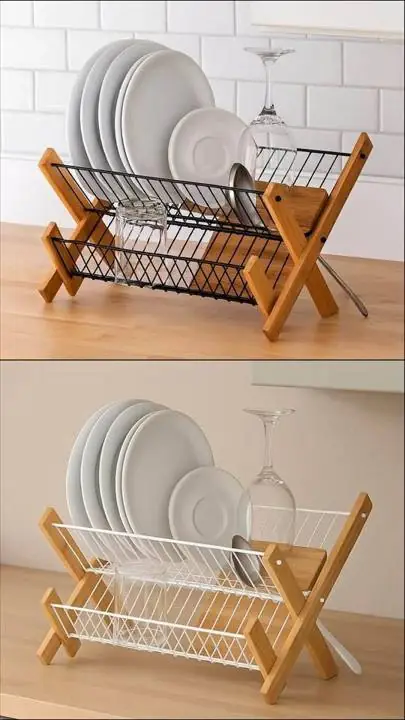 Escurridor de platos hierro y bambu