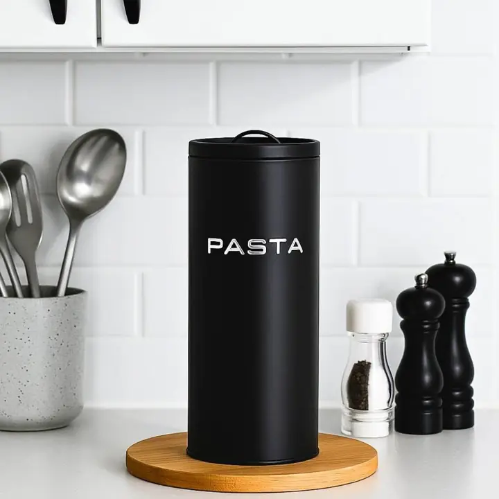 Lata moderna negra para pasta