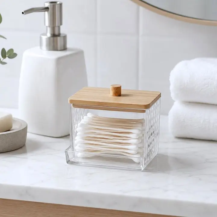 Porta hisopos tapa bambu