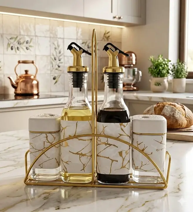 Set x 4 saleros y aceitero premium