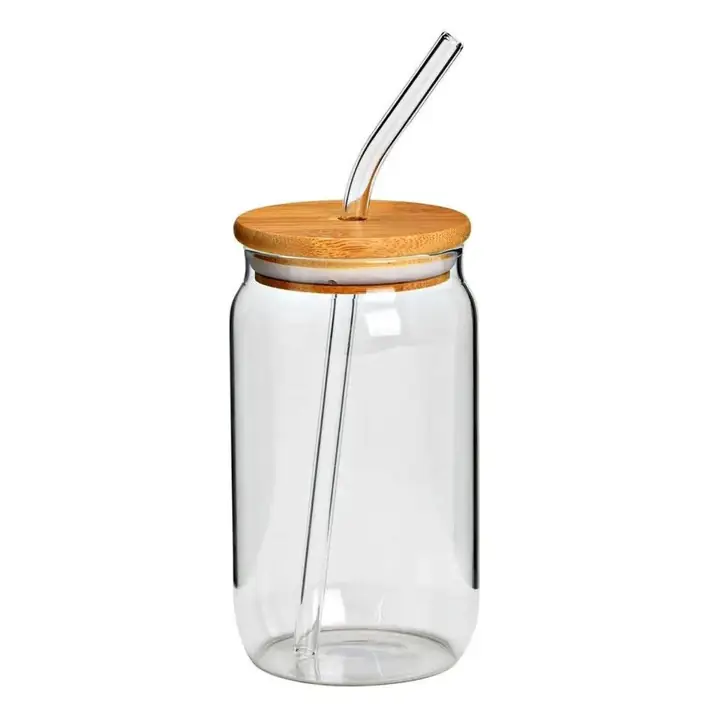 Vasos de vidrio con tapa bambú al MAYOR para personalizar / souvenirs/ emprendedores