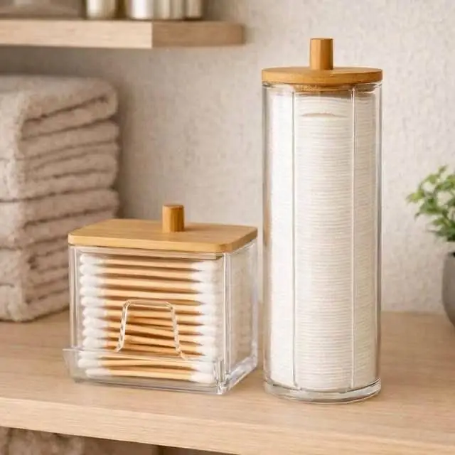 Organizador de baño tapa bambú x2