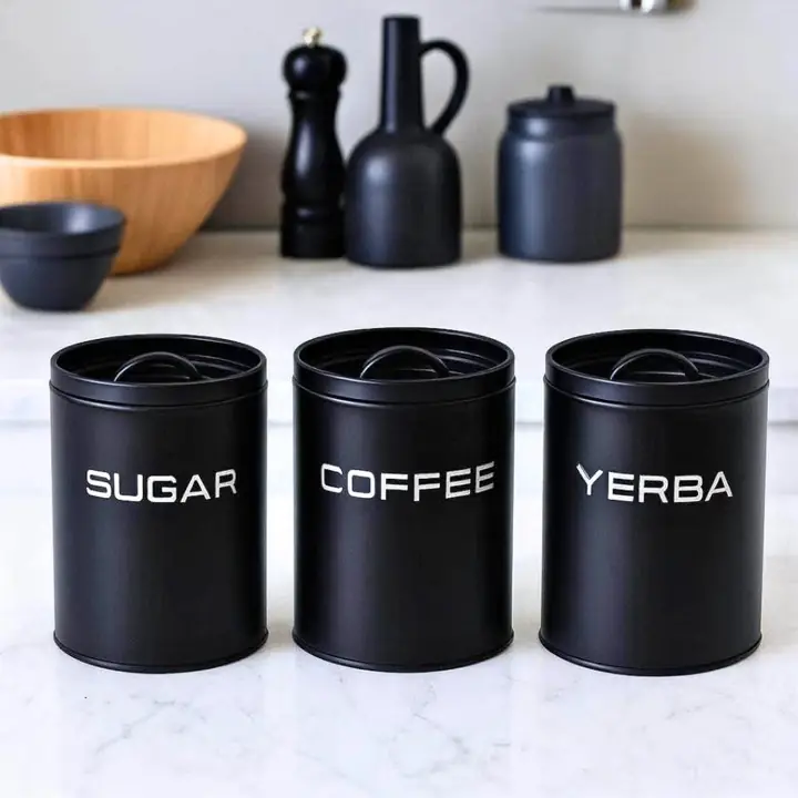 Set de latas modernas negras x3