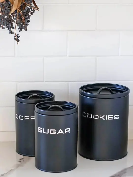 Set de latas modernas negro x 5