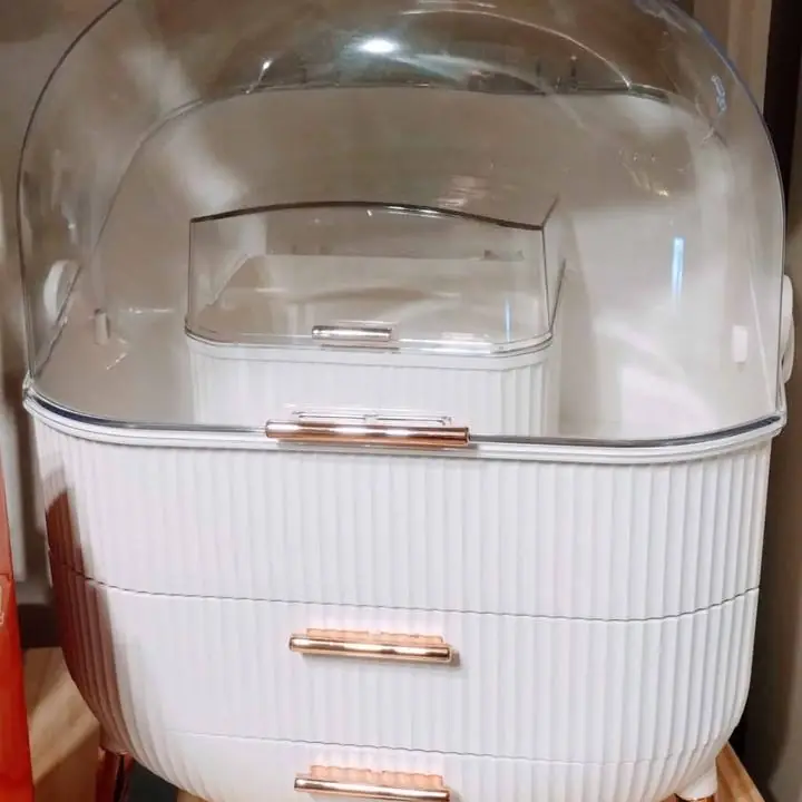 Organizador de maquillaje acrílico Grande... con detalle de rajadura y rotura en la tapa, ver foto!