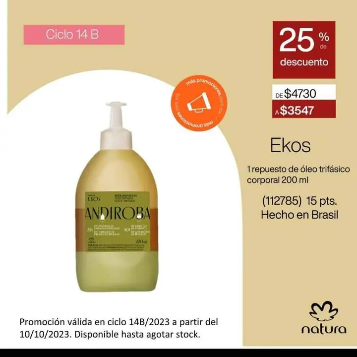 Regalos día de la madre Natura super oferta promooo! Repuesto Aceite trifásico andiroba