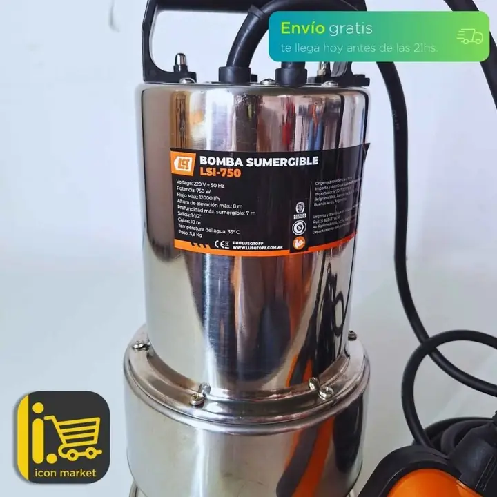 Bomba sumergible inoxidable agua sucia - limpia 1HP 750w