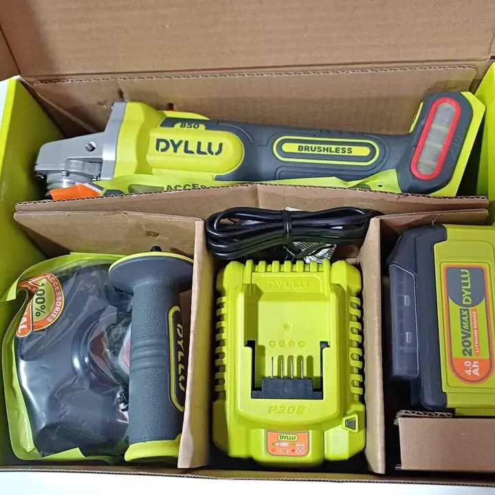 Amoladora Angular a Batería 115mm 4.1/2" 20v (850w) + batería 4.0Ah y Cargador DYLLU