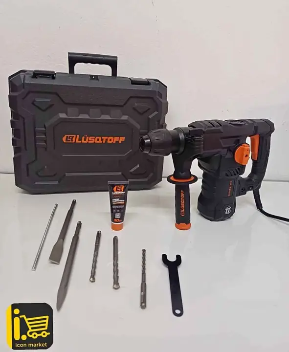 Rotomartillo taladro percutor 1500w + mechas + cinceles + maletín