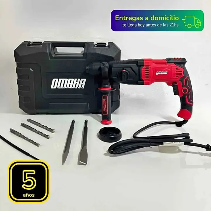 Rotomartillo SDS Plus Omaha 1050W Incluye Mechas, Cinceles y Maletín