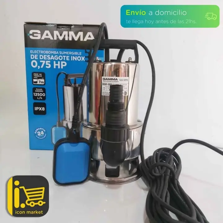Bomba sumergible inoxidable de desagote - 0.75hp - 12.500 L/hora