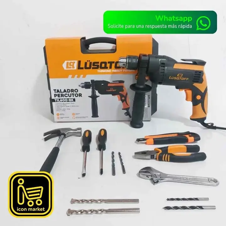 Taladro Percutor 600w + Accesorios Lusqtoff
