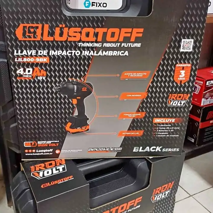 Llave Impacto 1/2" 750nm inalam 18V + 2 bat 4.0A Brushless iron volt black series LIL800-9BK LUSQTOF