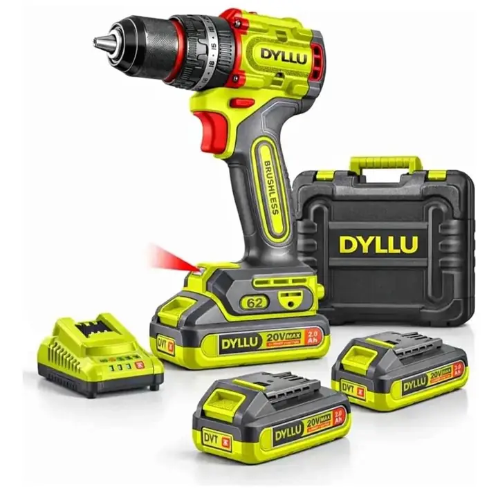 Taladro Atornillador Percutor 20v 62nm Dyllu + baterías y Cargador