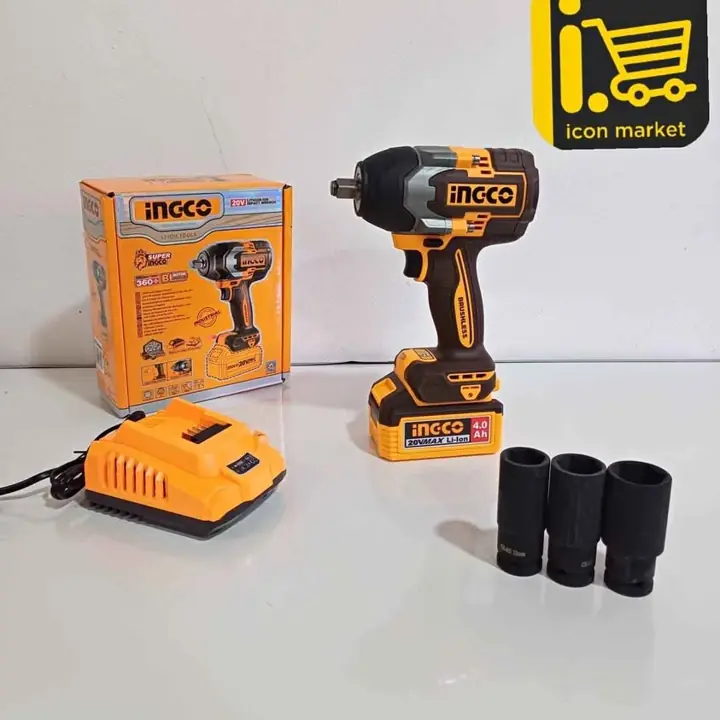 Llave de impacto 850nm Ingco + baterías y Cargador