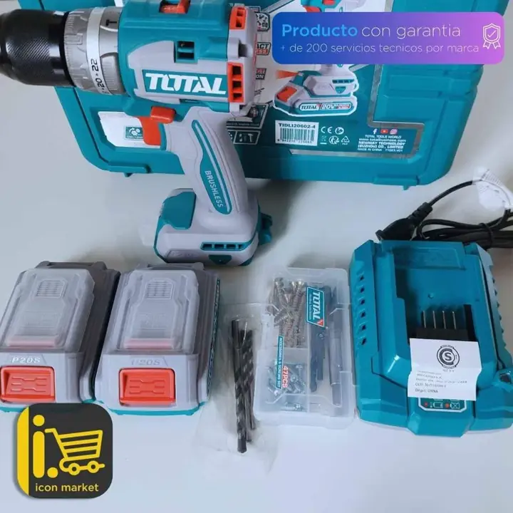Taladro Atornillador Inalambrico 20v, Industrial, Motor sin Carbones, Mandril 13mm