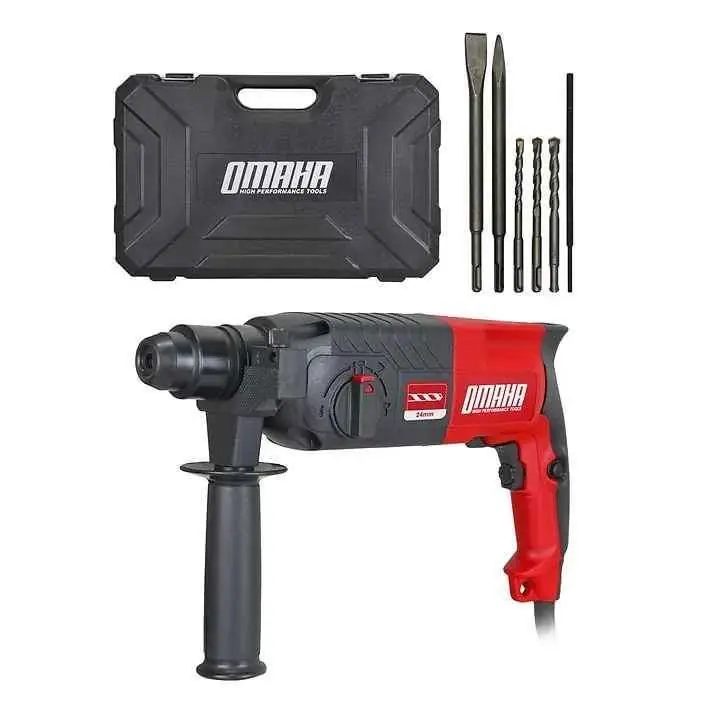 Rotomartillo taladro percutor de 24mm 800w + cincel + mechas SDS plus + maletin