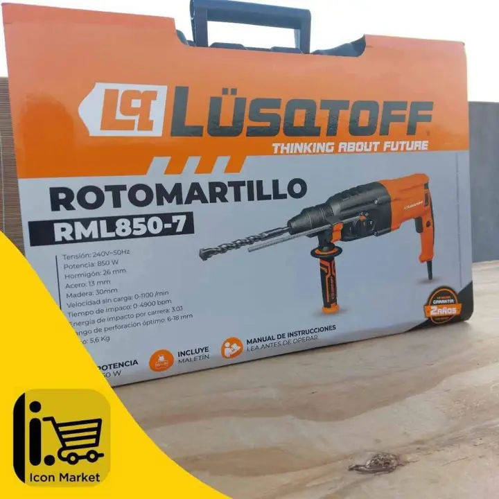 Rotomartillo Taladro Percutor 850w Sds Plus + Mandril 13mm + mechas + cinceles + maletin