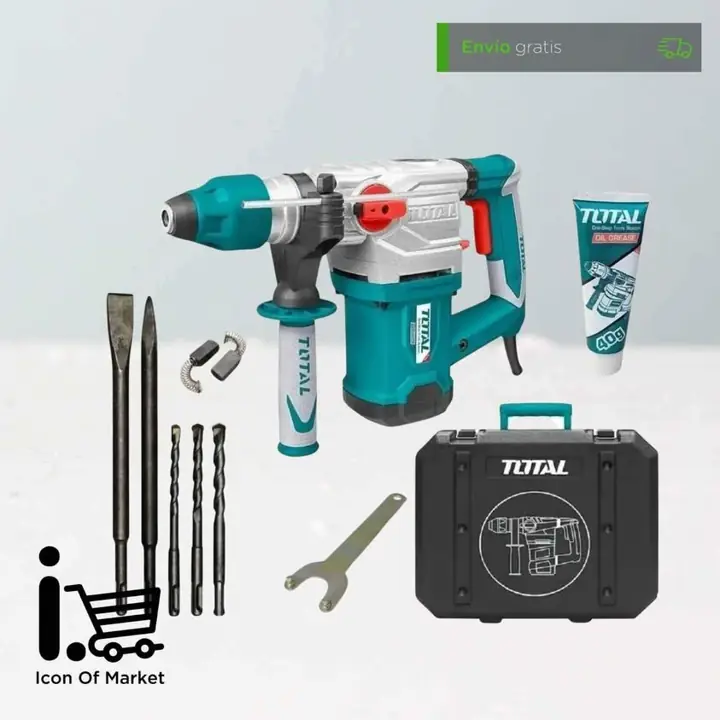 Rotomartillo Ttaladro percutor Industrial 1500W + maletin + mechas cinceles