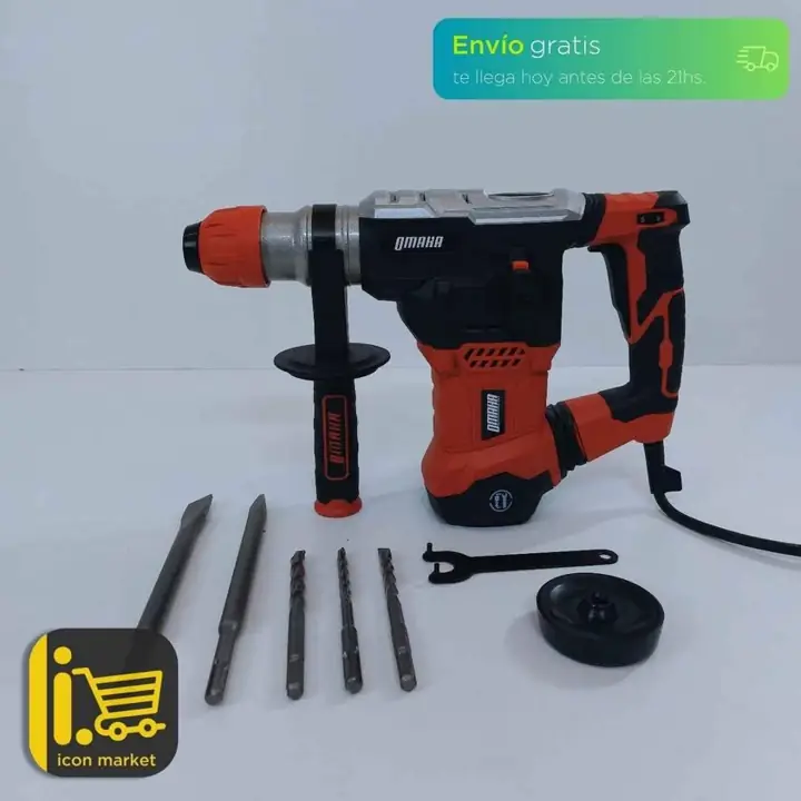 Rotomartillo Taladro Percutor 32mm SDS Plus 1500w + mechas + cinceles + maletin