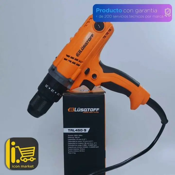 Taladro Atornillador Percutor 450w Electrico 13mm Lusqtoff