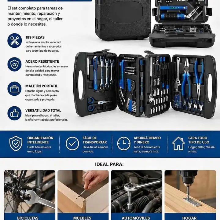 Set de herraminetas de 189 piezas