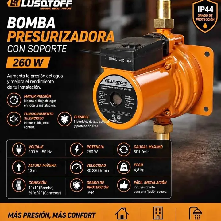 Bomba presurizadora con soporte 260W