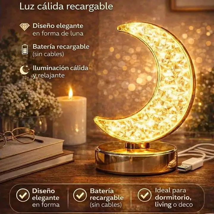 Lampara luna dorada recaragable
