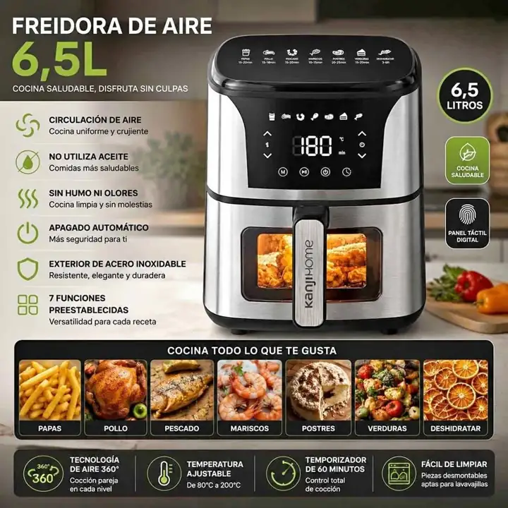 Freidora de aire 6,5 lts Kanji digital