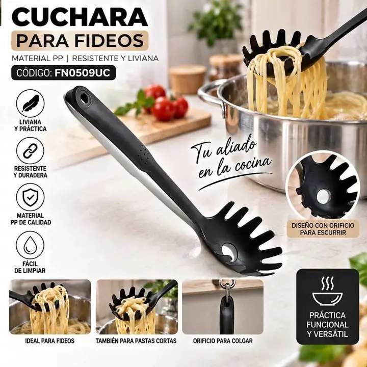 Cuchara P/fideos negra pp