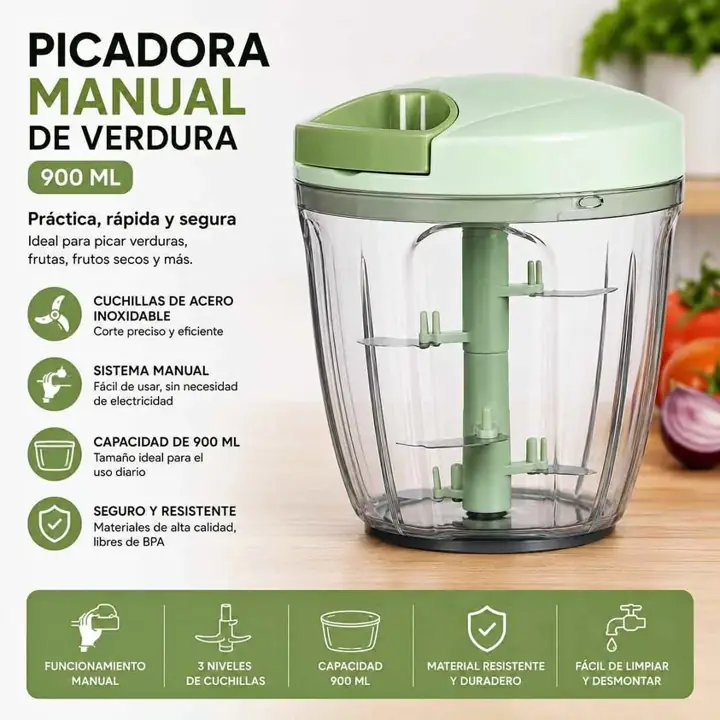 Picadora manual de verdura 900 ML