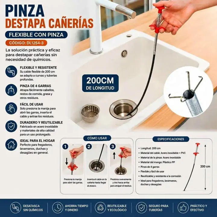 Pinza destapa cañeria