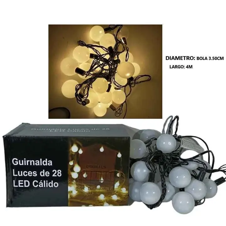 Luz de navidad calida 28 LED a 220V 3.5D bola