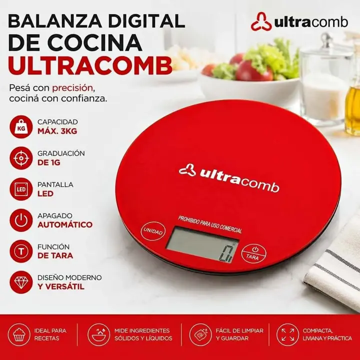 Balanza de cocina digital hasta 3KG Ultracomb