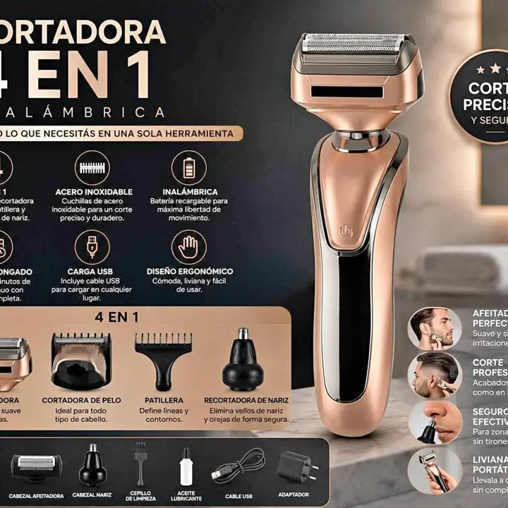 Set cortadora de pelo 4 en 1 inalambrica