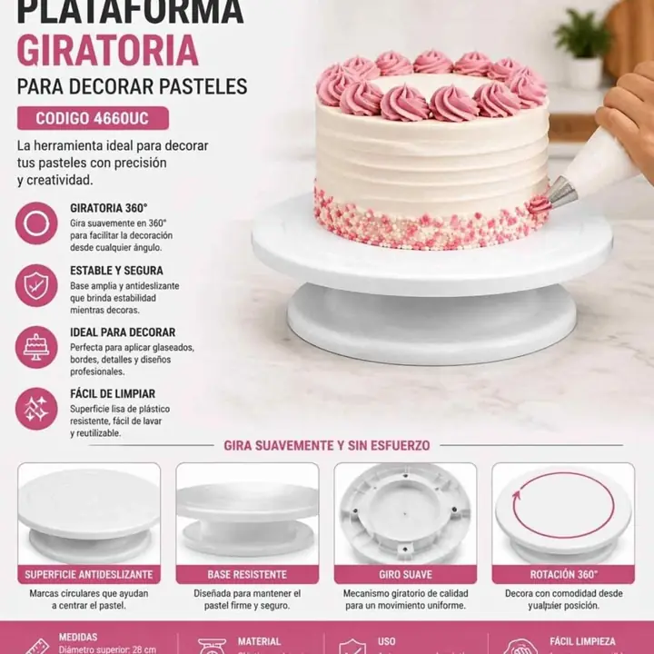 Plato giratorio para torta de plastico