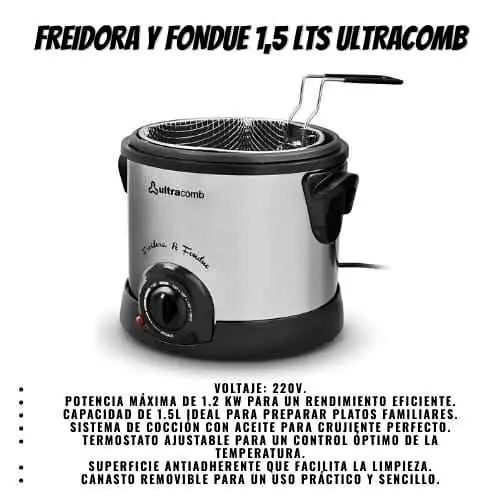 Freidora electrica - fondue - 1,5 lts Ultracomb