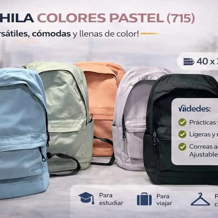 Mochila colores pastel