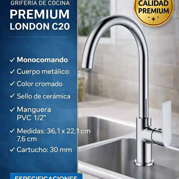 Griferia para cocina premium london C20 Kanji blac