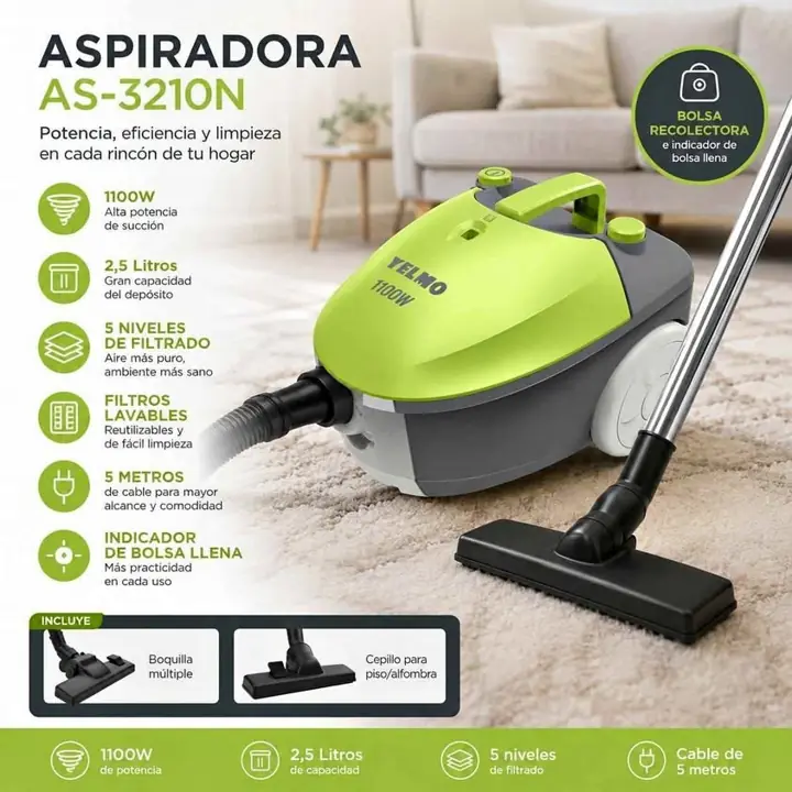Aspiradora 2,5 lts 1100 W trineo yelmo