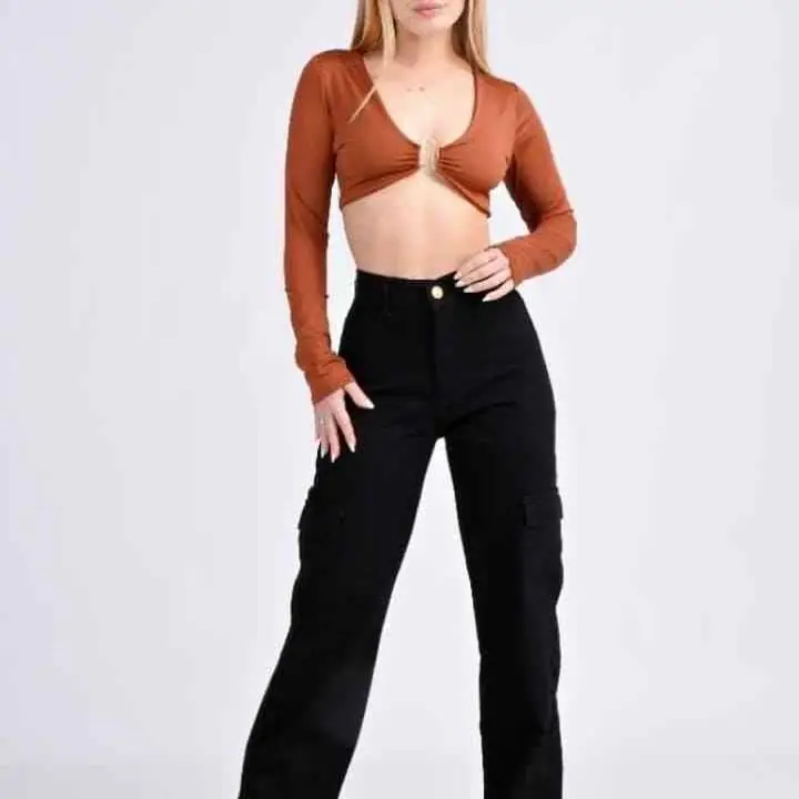 Jean wide cargo negro