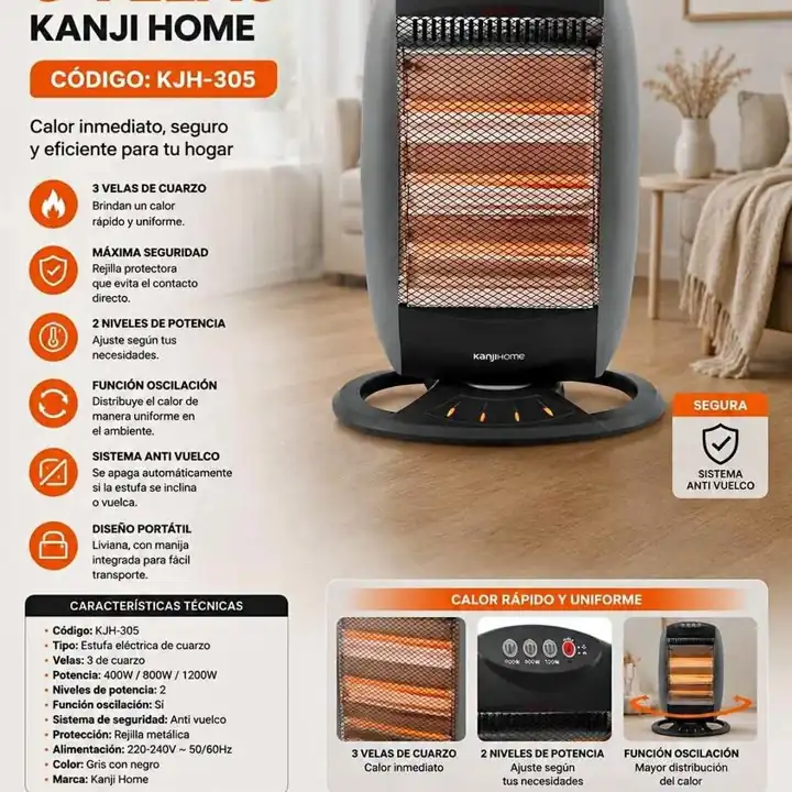 Estufa halogena Kanji home 3 velas