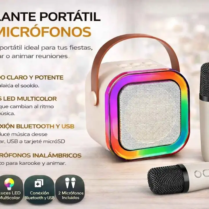 Parlante karaoke K12 con 2 microfonos