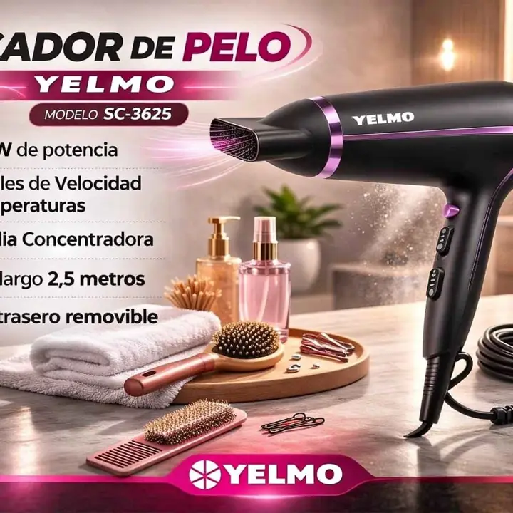 Secador de pelo 2000W tourmaline ion yelmo