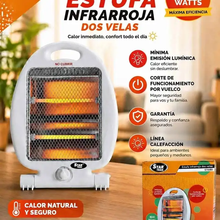 Estufa infrarroja de 800 wats 2 velas star trak