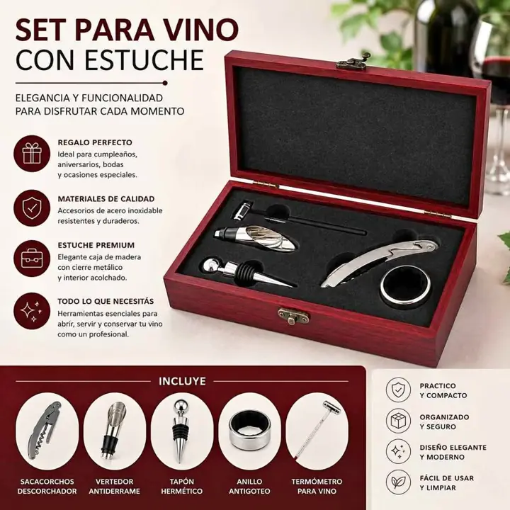 Set de vino con estuche