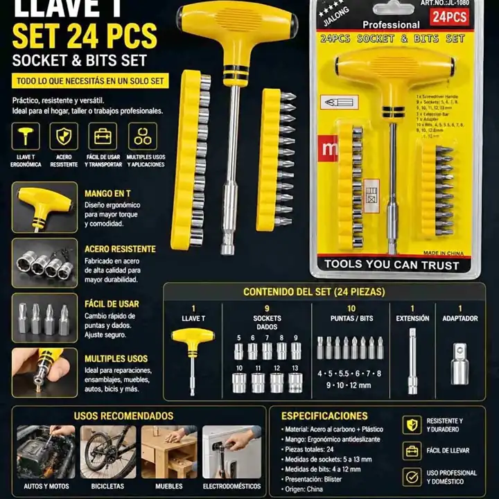 Llave T set 24 pcs
