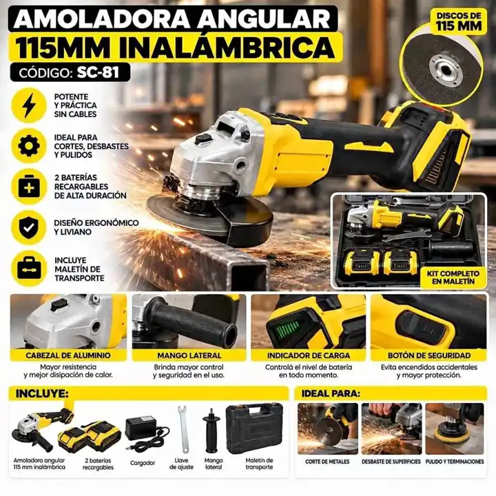 Amoladora angular 115MM inalambrica