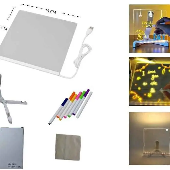 Pizarra LED marcadores 15X15CM